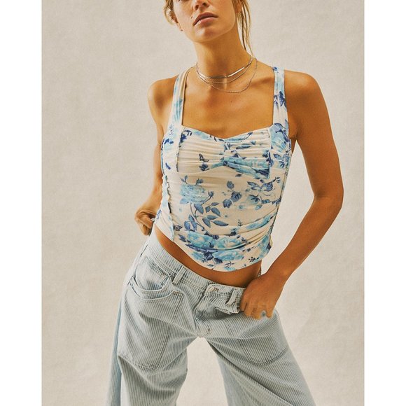 FREE PEOPLE Ginger Snap Top / Ivory Toile Combo - Picture 1 of 8